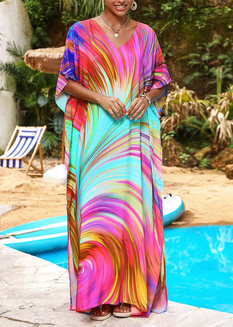 Rose Oversized Print Chiffon Dress Summer