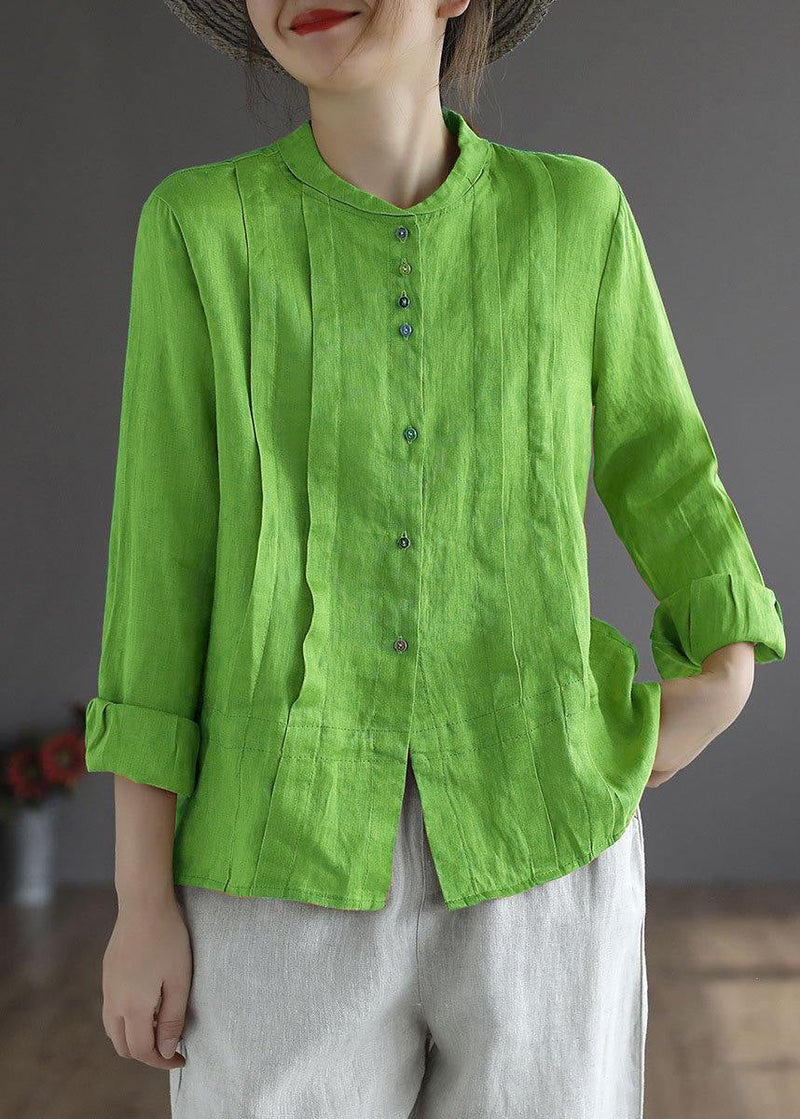 Yellow Button Fall Top Long Sleeve Linen