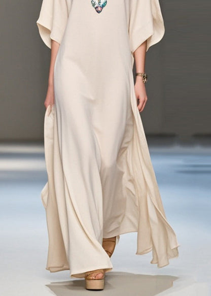 Apricot Oversized Draping Chiffon Vacation Dresses Summer
