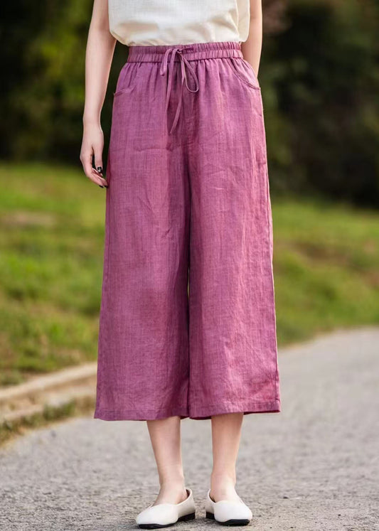 Rose Oversized Linen Wide Leg Pants Summer