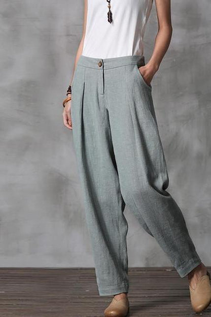 Cotton Linen Trousers Pencil Pants