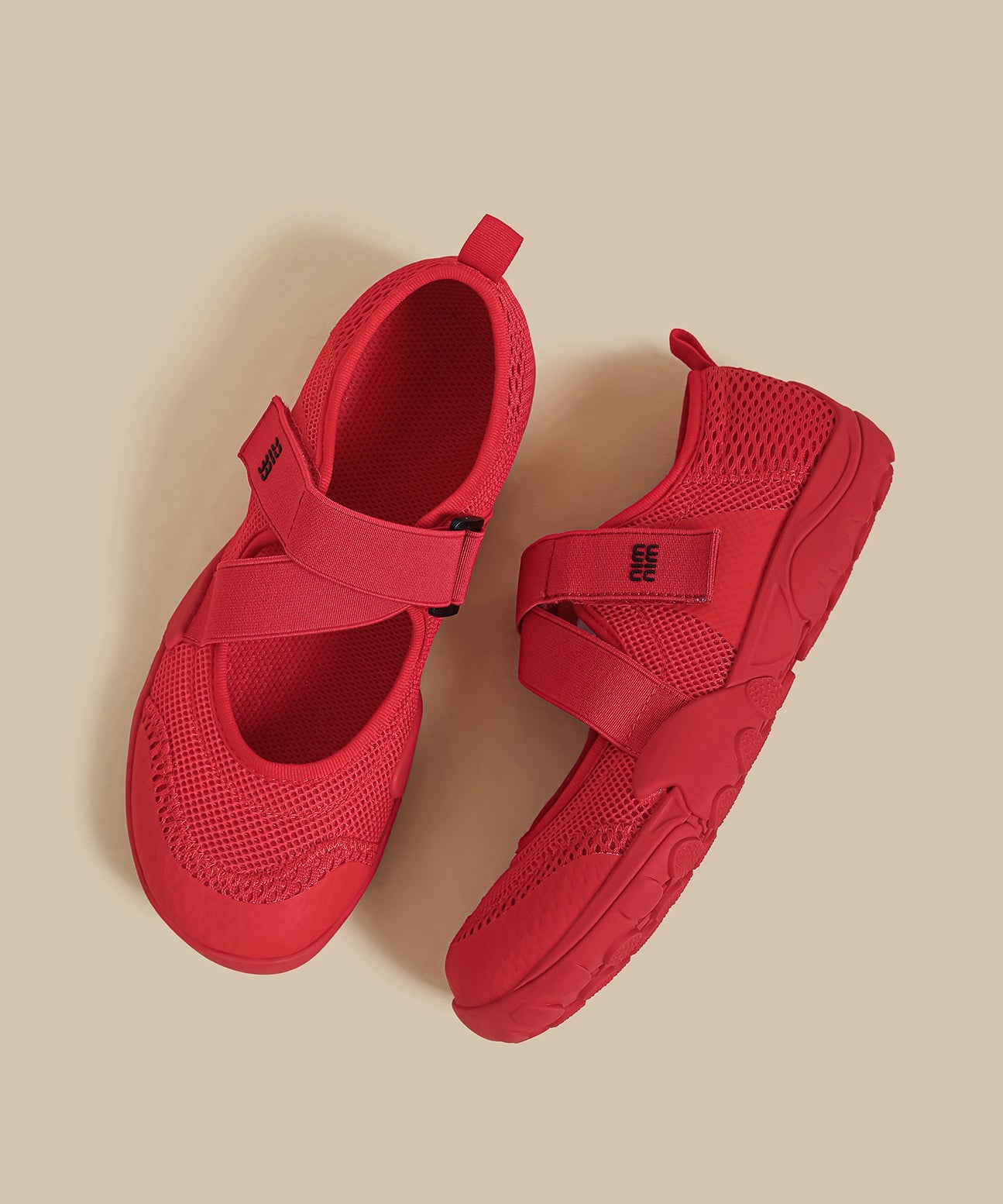 Handmade Splicing Flat Shoes for Red Breathable Mesh
