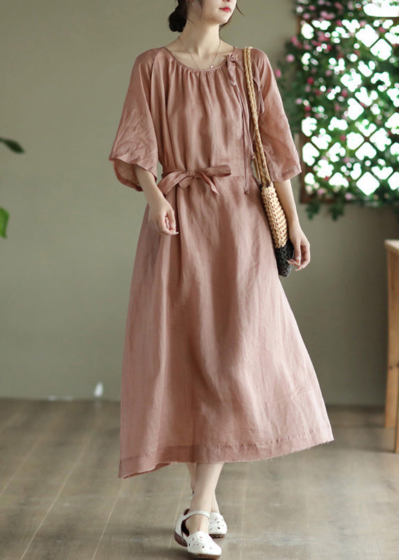 Novelty Pink Wrinkled Patchwork Maxi Dress Summer