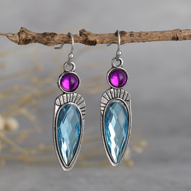 Blue & Purple Crystal Earrings