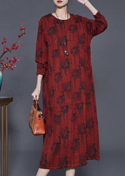 Mulberry Oversized Jacquard Spandex Holiday Dress Fall