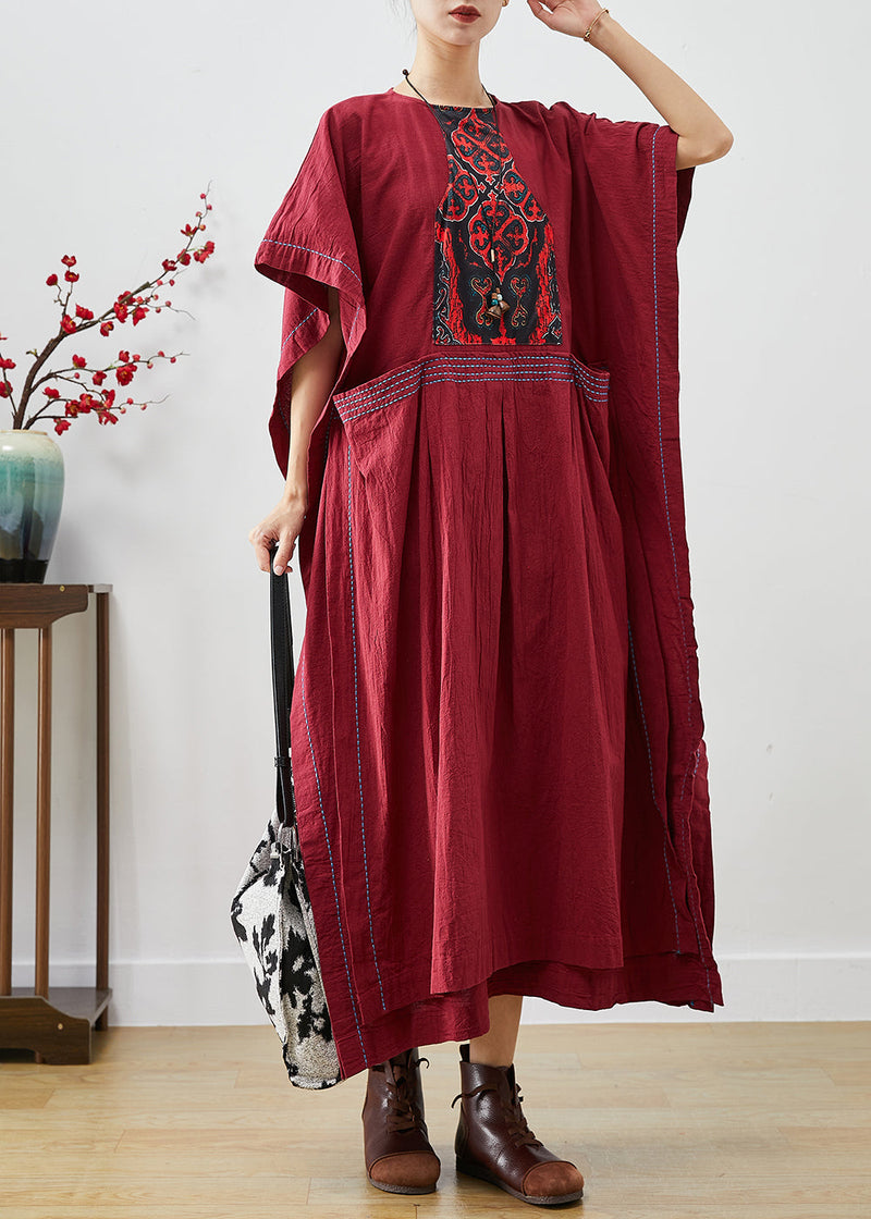 Mulberry Embroidered Patchwork Cotton Dresses Summer