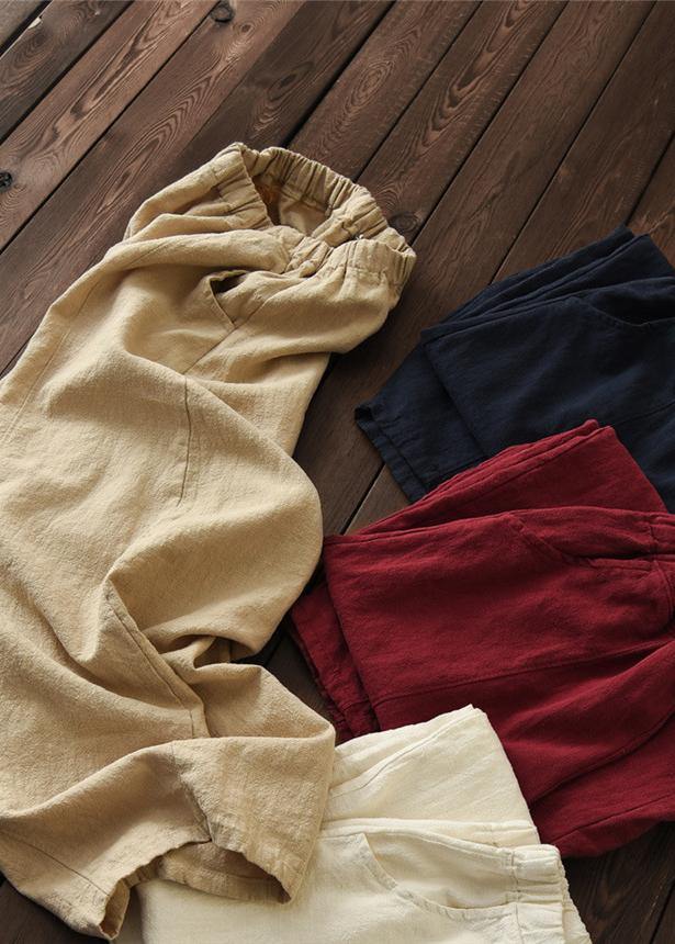 Spring Cotton Linen Retro Ramie Wild Trousers Bloomers