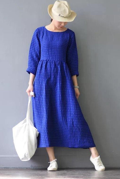 Silk Linen Loose Spring Causel Long Dress Oversize Outfits