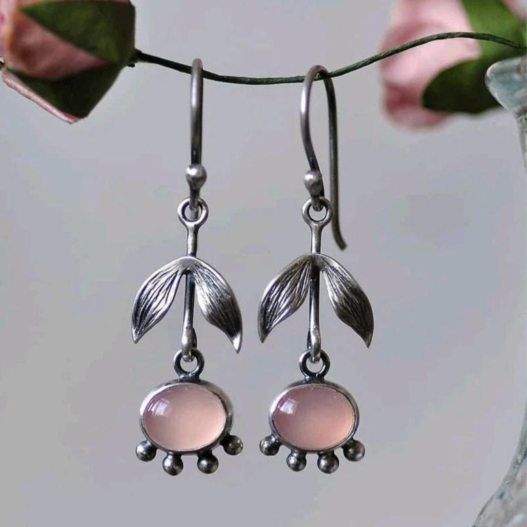 Quartz Pendant Earrings in Silver