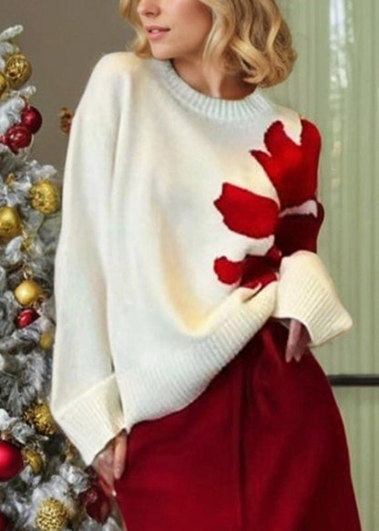 Style White O Neck Thick Knit Sweaters Winter