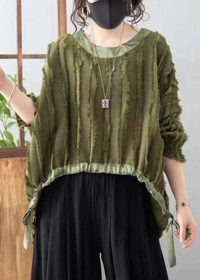 Green Low High Design Cotton T Shirts Fall