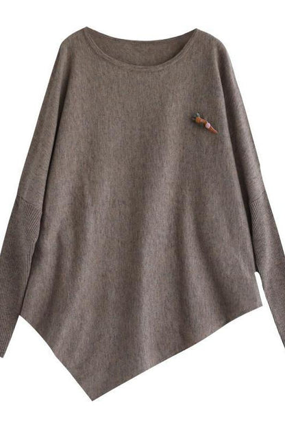 Pure Color Irregular Hem Sweater