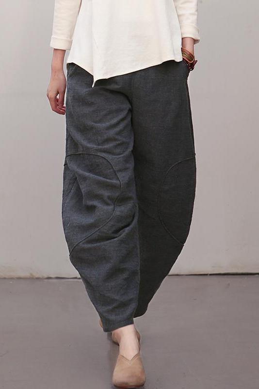 Black Linen Pants Spring Loose Trousers