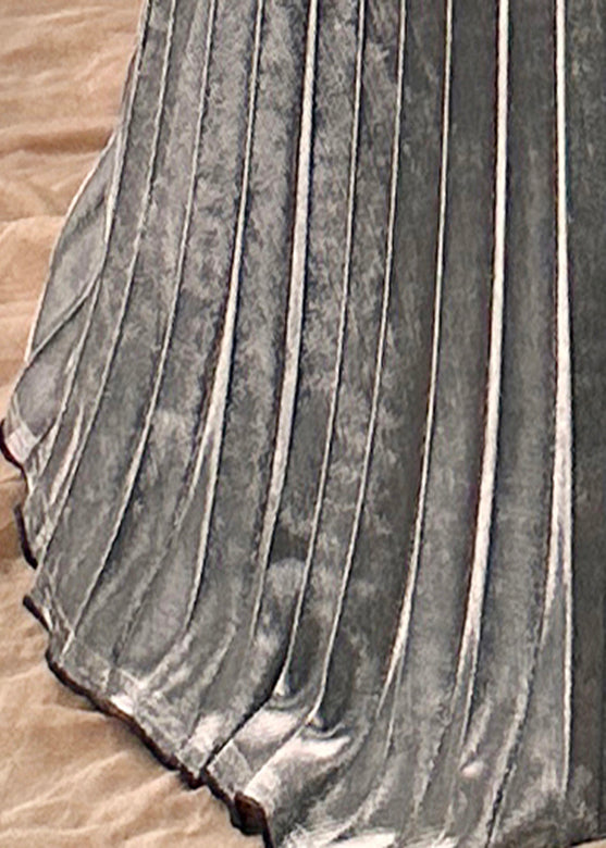 Silvery Elastic Waist a Line Skirt Spring