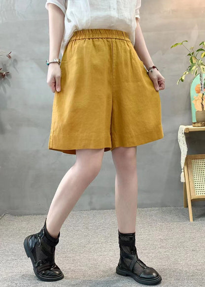 Purple Oversized Pockets Linen Shorts Pants Summer