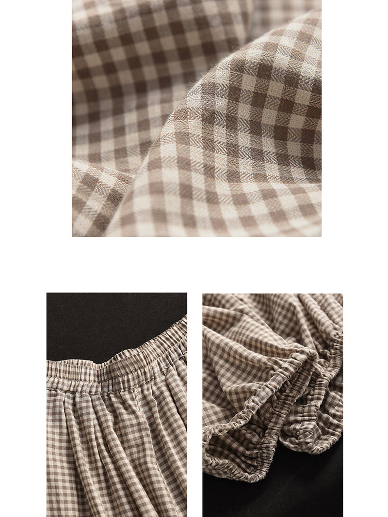 Summer Plaid Cotton Harem Pants