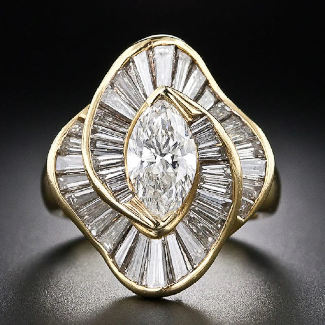 Zirconia Mesh Gold Ring