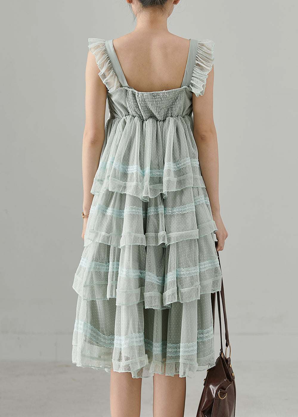 Light Blue Patchwork Tulle Summer Dress