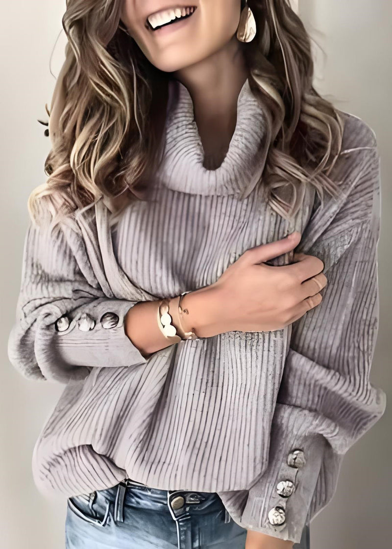 Unique Army Green Hign Neck Thick Knit Sweaters Fall