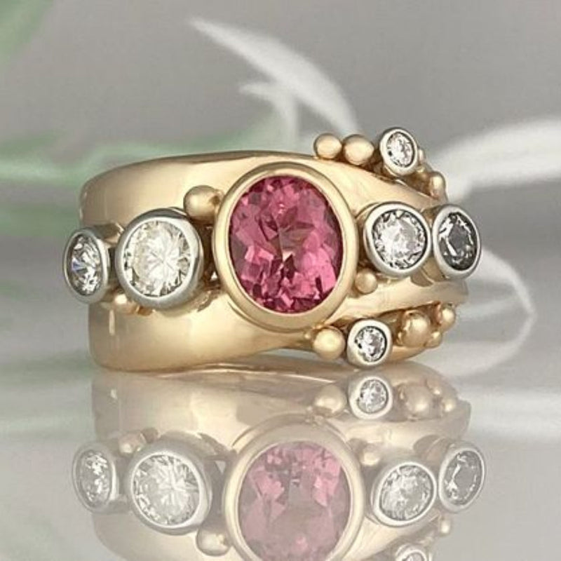 Red Zirconia Golden Ring