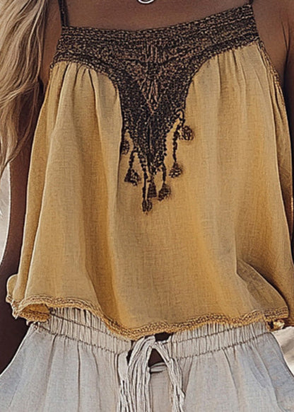 New Yellow Spaghetti Strap Tank Top Summer
