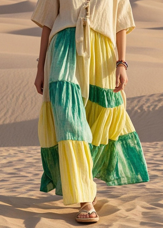 Light Camel Patchwork Cotton Holdiay Dress Summer