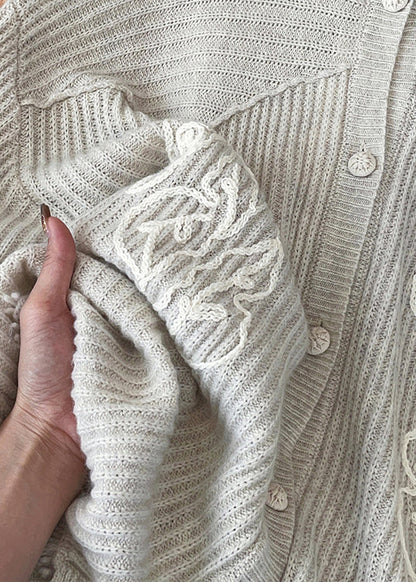 Apricot Peter Pan Collar Button Cozy Knit Coat Fall