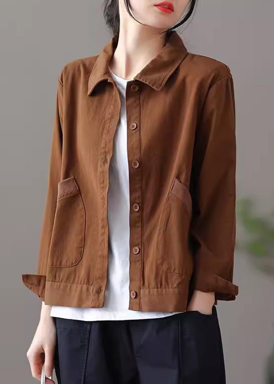 Khaki Oversized Pockets Cotton Top Spring