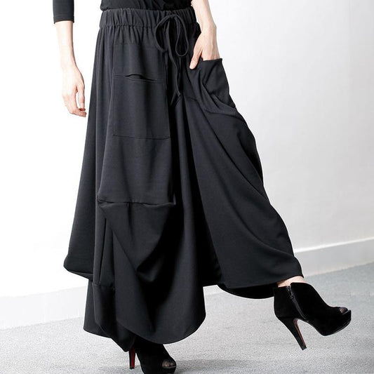 Cotton Clothes 18th Century Elastic Waist Black Skirt