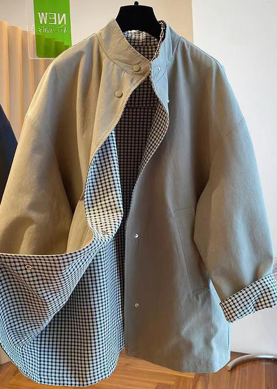 Purple Stand Collar Wear on Both Sides Cotton Jacket Fall