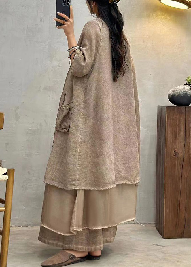 New Coffee Pockets Cotton Cardigan Summer