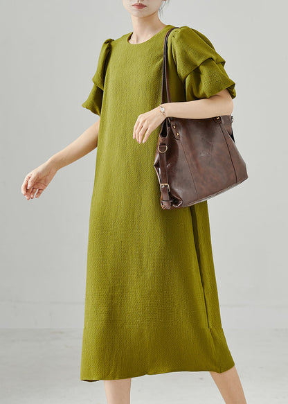 Green Puff Sleeve Spandex Dresses Summer