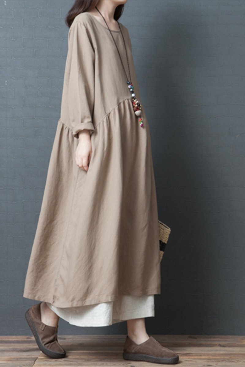 Loose Linen Maxi Dresses Fall Outfits