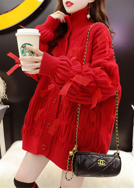 Pink Loose Button Cozy Long Sweater