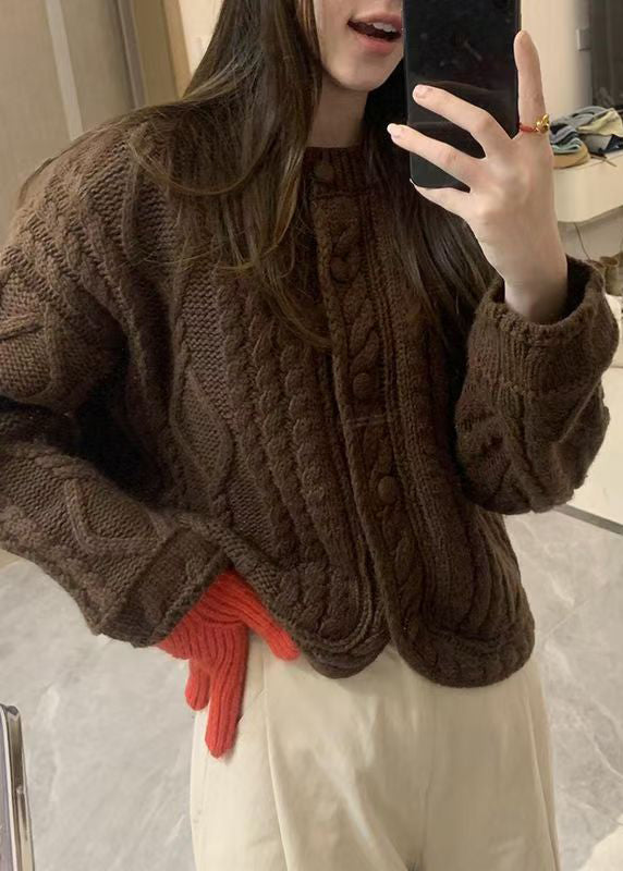 Art Yellow O-neck Button Cozy Knit Cardigans Fall