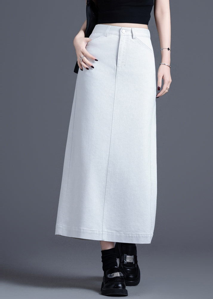 White Side Open Denim a Line Skirt Spring