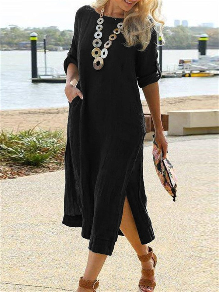 Spring Outfit Cotton Linen Long Dress for