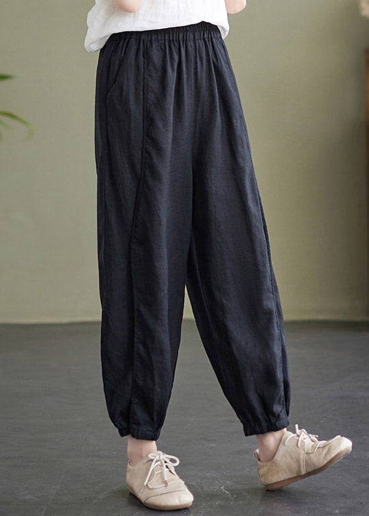 Black High Waist Cozy Crop Pants