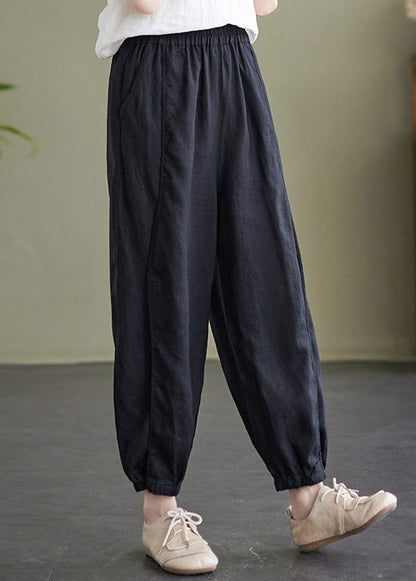 Black High Waist Cozy Crop Pants