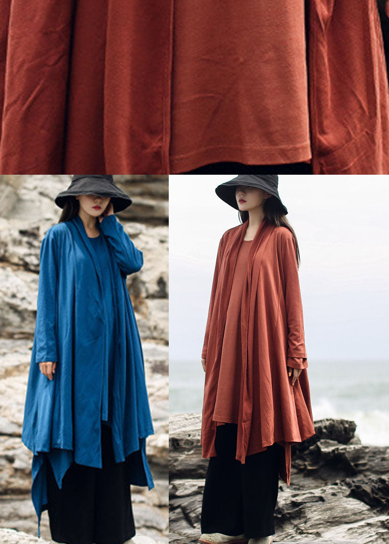 Style Blue Asymmetrical Loose Cotton Cardigan Spring
