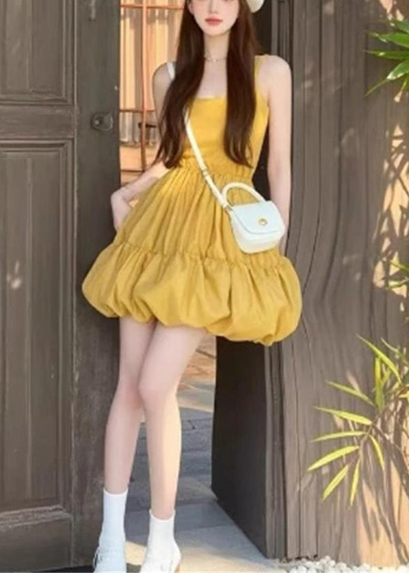 New Rose Wrinkled Cotton Spaghetti Strap Dress Sleeveless