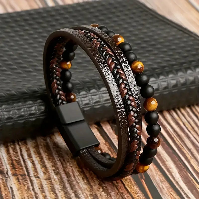 Luxurious Tiger Eye Faux Leather Bracelets Coutureline