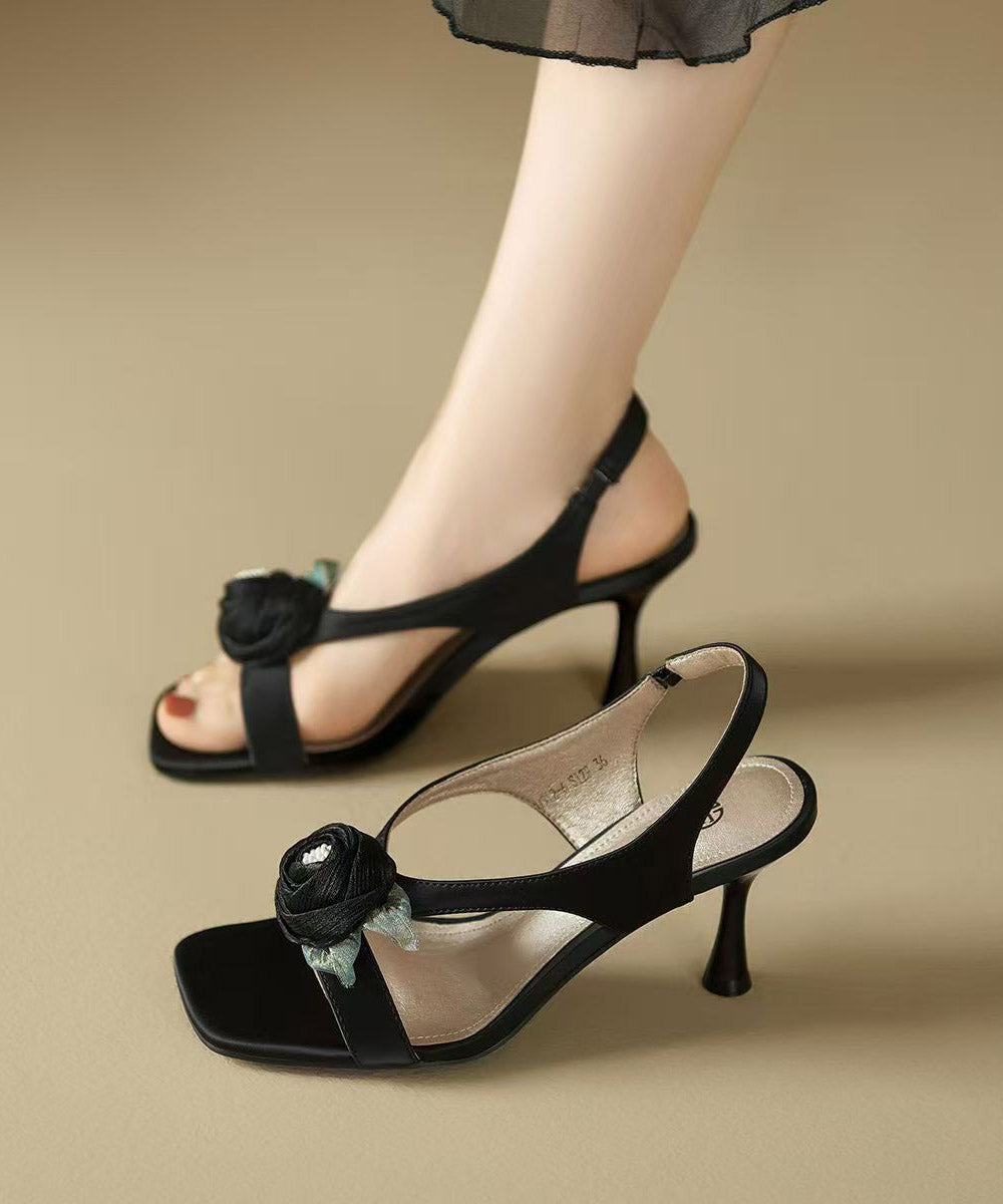 Black Splicing High Heel Sandals Peep Toe