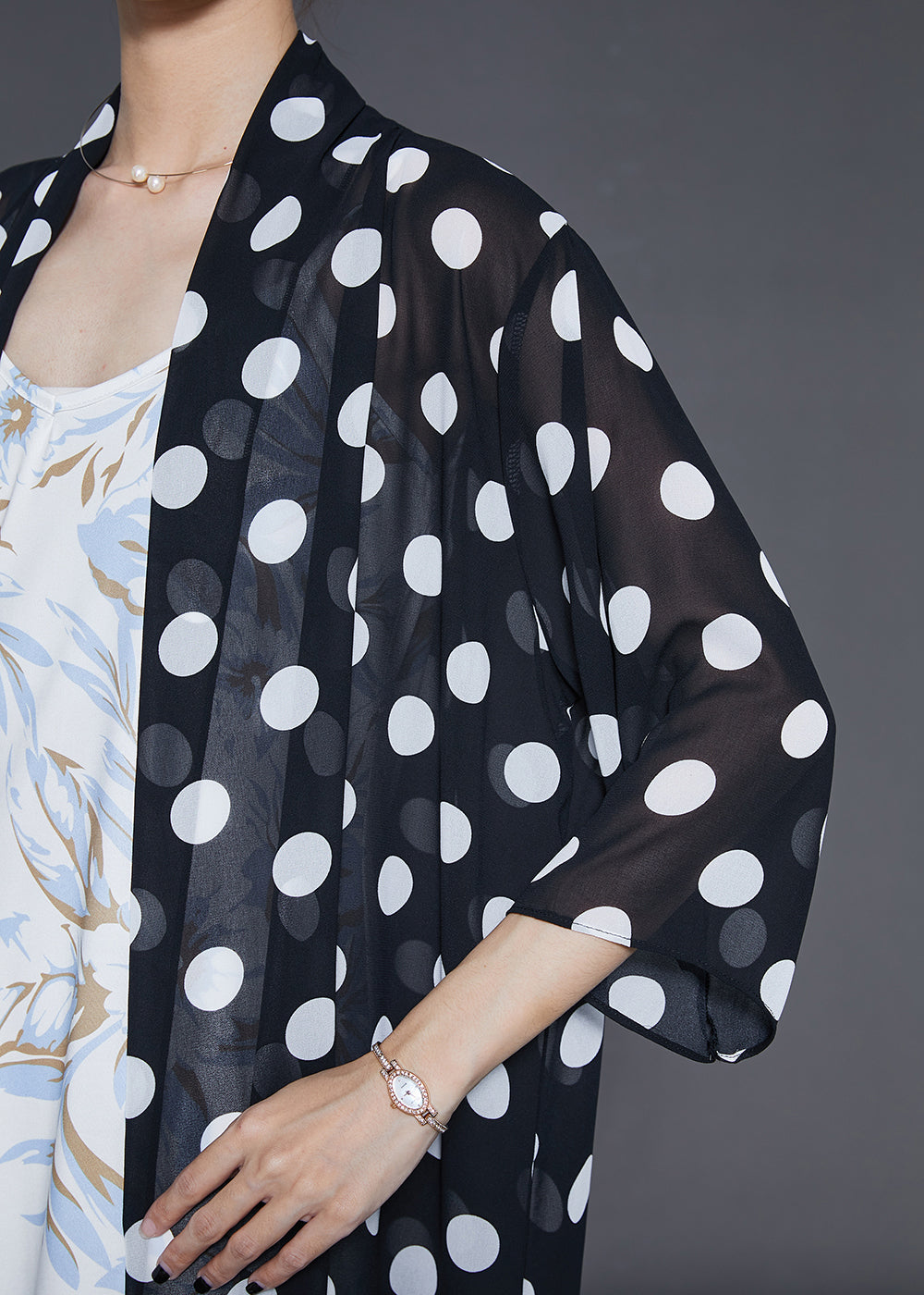 Diy Black Oversized Print Chiffon Upf 50+ Cardigans Summer