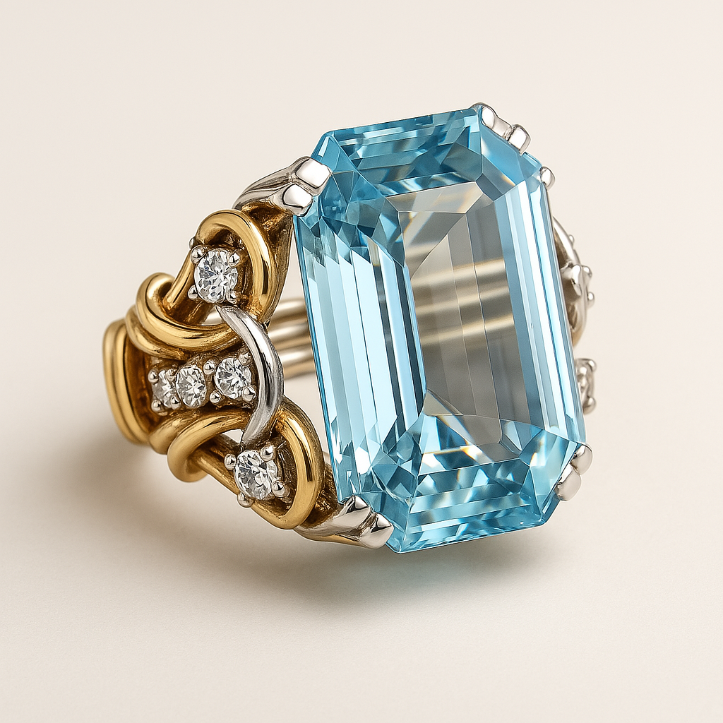 Blue Zirconia Layered Gold Ring