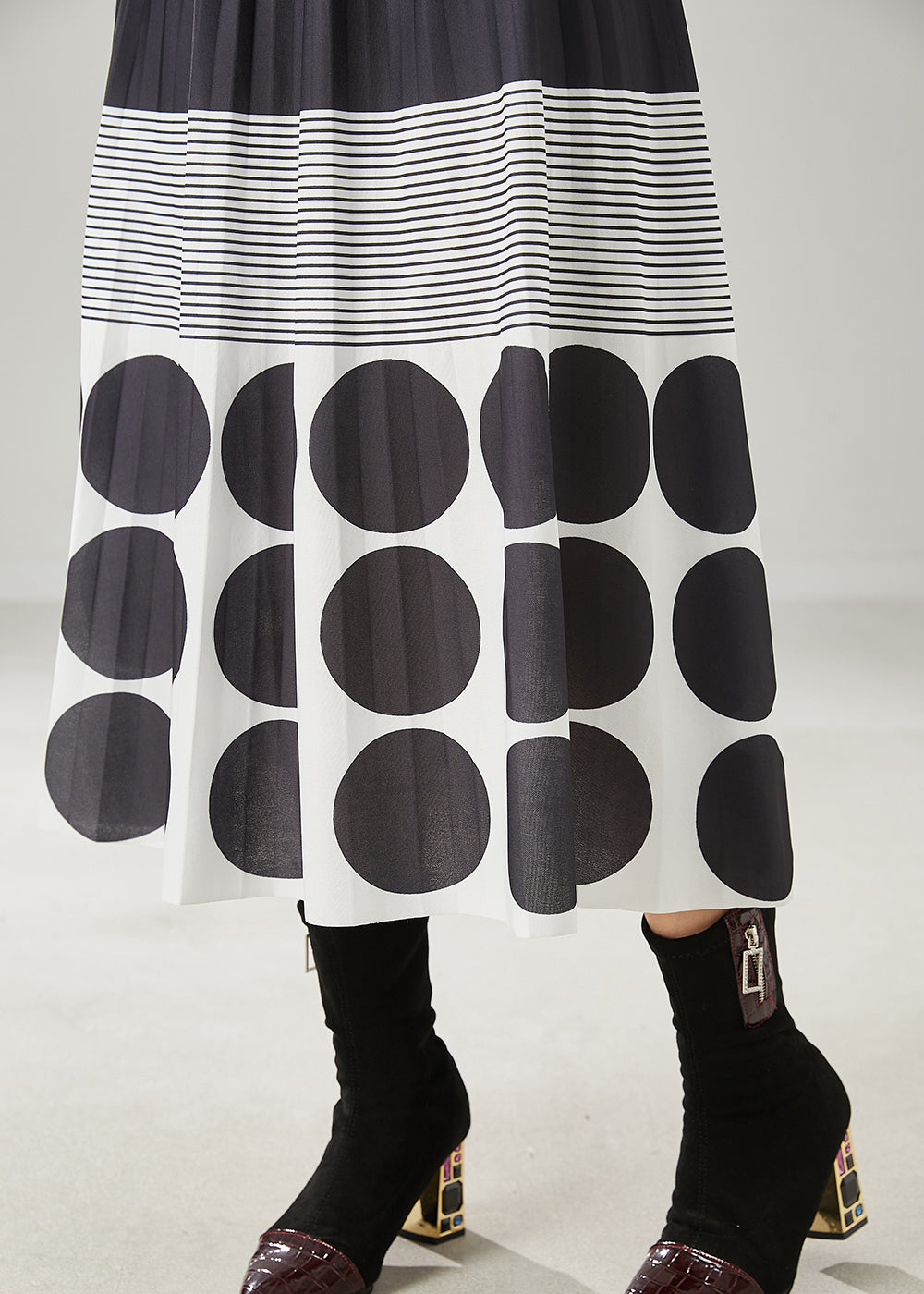Black Print Cotton a Line Skirts Spring