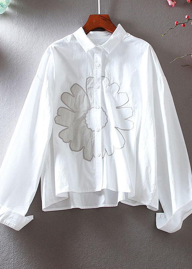 White Oversized Cotton Shirt Top Spring