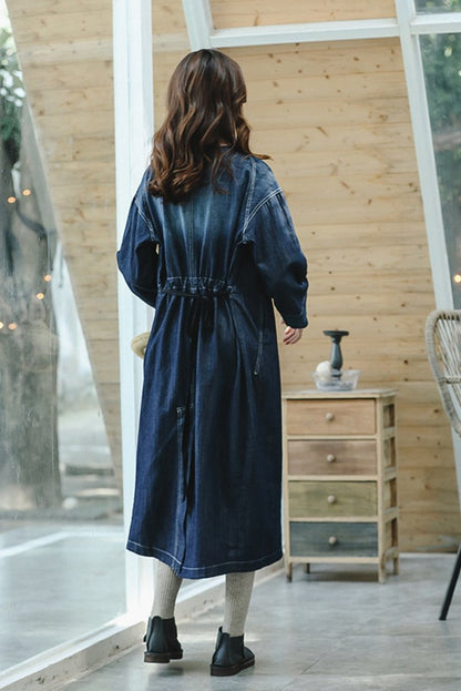 Loose Blue Denim Maxi Dresses Cowboy Outfits