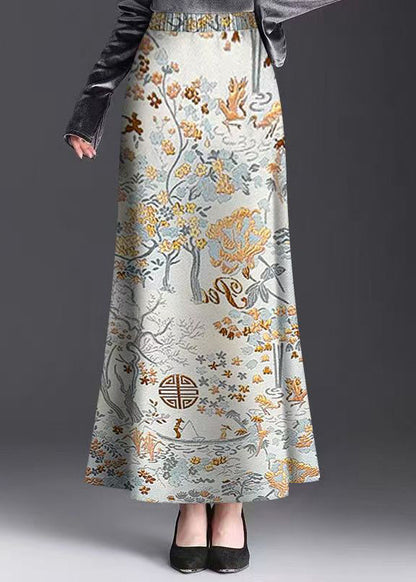 New Print Elastic Waist Draping Maxi Skirts Summer