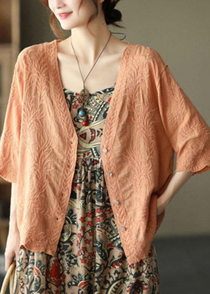 White Cotton V Neck Embroidered Half Sleeve Tops